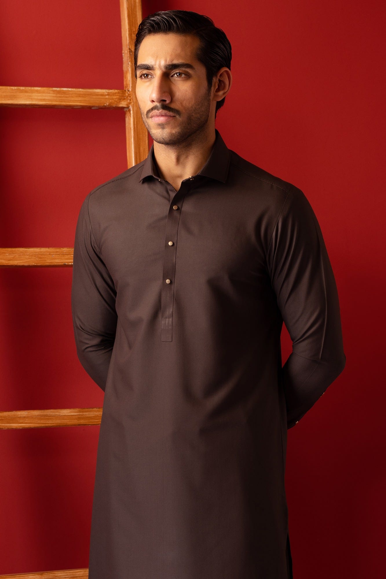ANTALYA - COFFEE BROWN BLENDED KAMEEZ SHALWAR