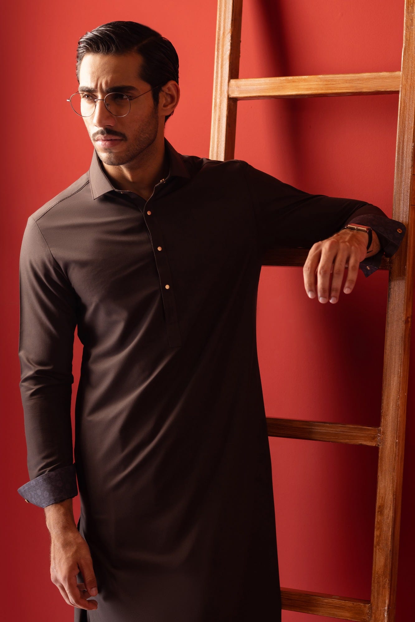 ANTALYA - COFFEE BROWN BLENDED KAMEEZ SHALWAR