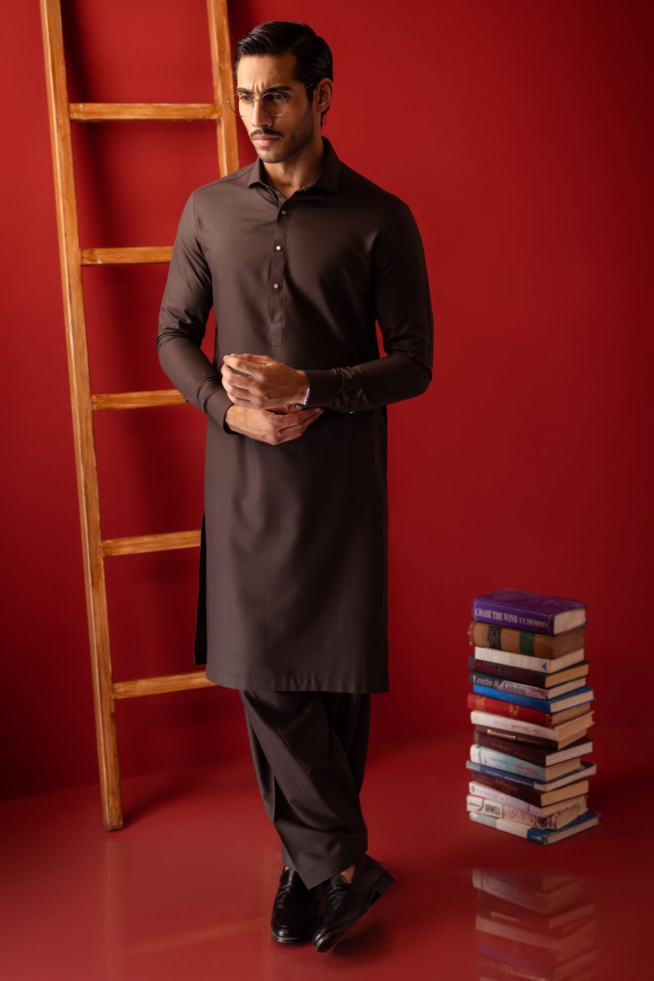 ANTALYA - COFFEE BROWN BLENDED KAMEEZ SHALWAR