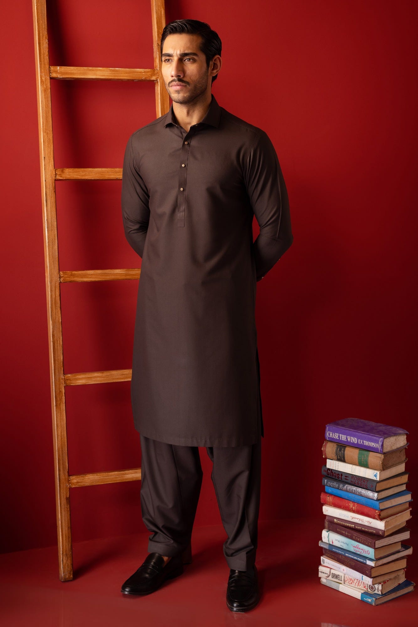 ANTALYA - COFFEE BROWN BLENDED KAMEEZ SHALWAR